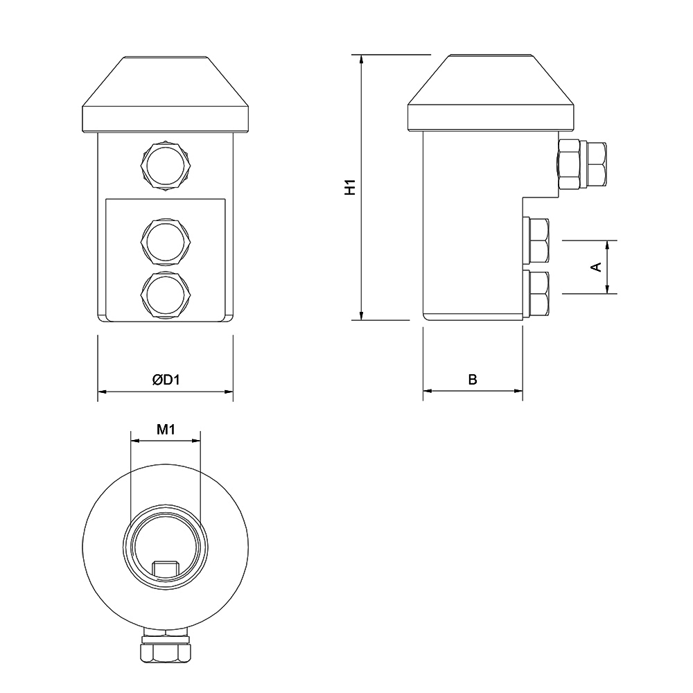 Piezas de adaptación pararrayos a mástil conductor Redondo - Plano ...